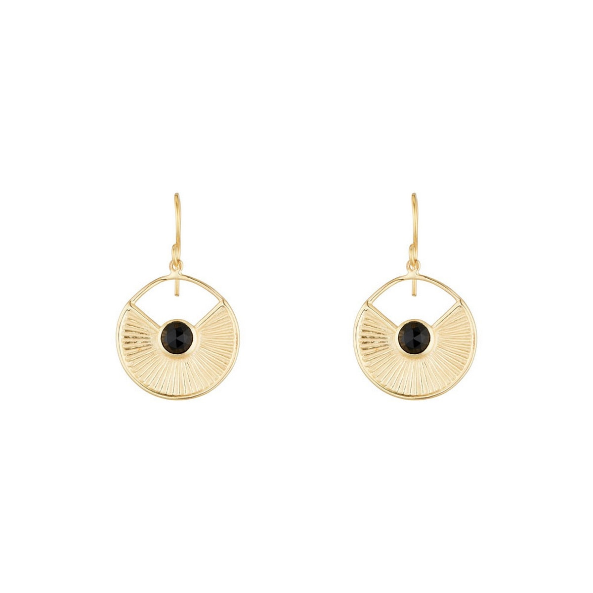 Boucles d'oreilles doré et onyx Boucles d'oreilles Onyx noire Laiton doré"Scintillium"
