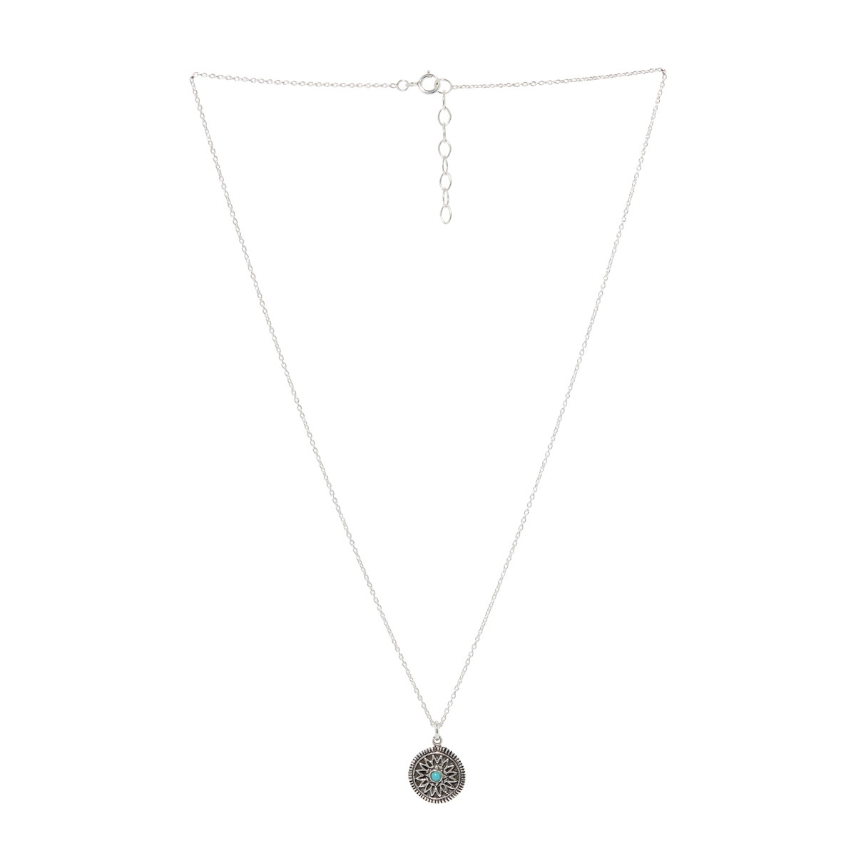 Collier argent massif et pierre naturelle Collier "Pacay" Turquoise 0,02ct et Argent Massif 925/1000