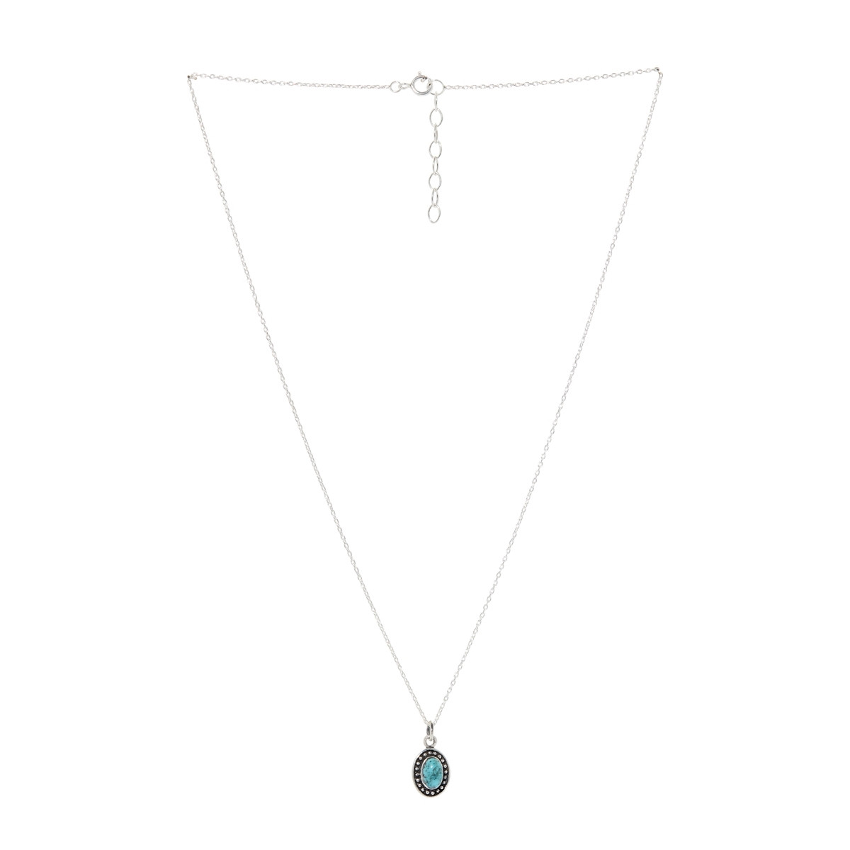 Collier argent massif et pierre naturelle Collier"Parra" Turquoise 0,11ct et Argent Massif 925/1000
