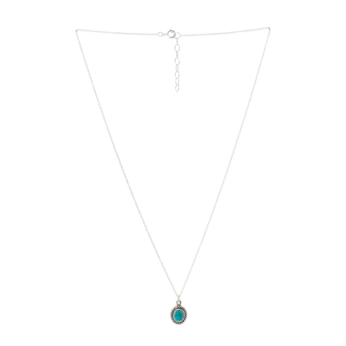 Collier argent massif et pierre naturelle Collier "Pimienta" Turquoise 0,15ct et Argent Massif 925/1000