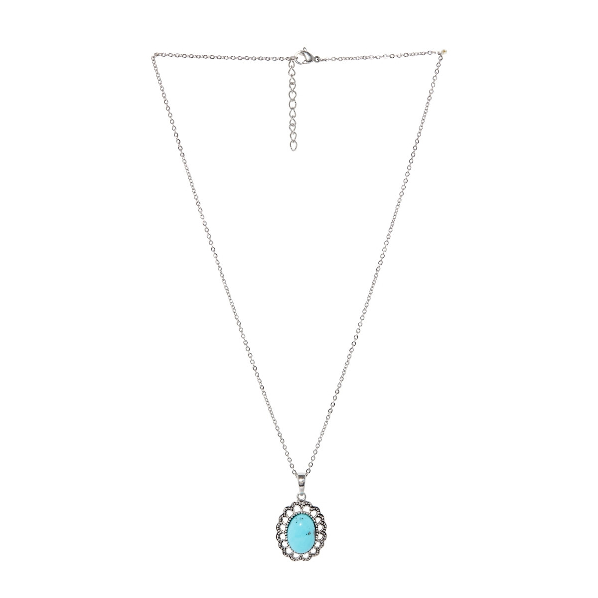 Pendentif argent massif et pierre naturelle Pendentif "Menta" Turquoise 4ct et Argent Massif 925/1000
