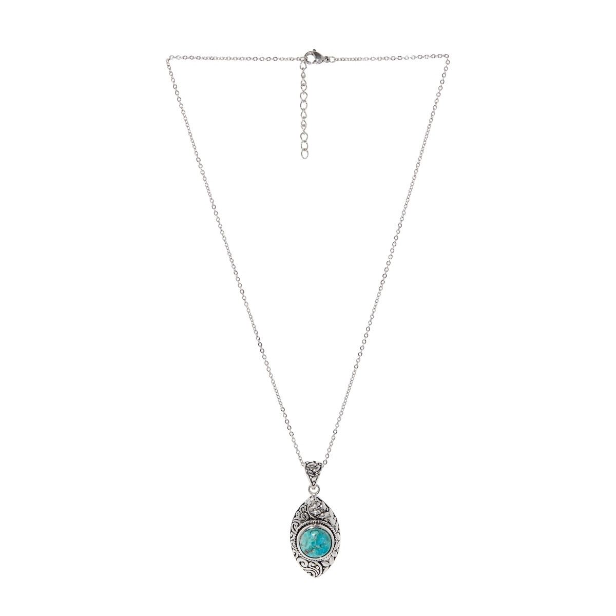 pendentif argent femme Pendentif "Tabaco" Turquoise 4ct et Argent Massif 925/1000
