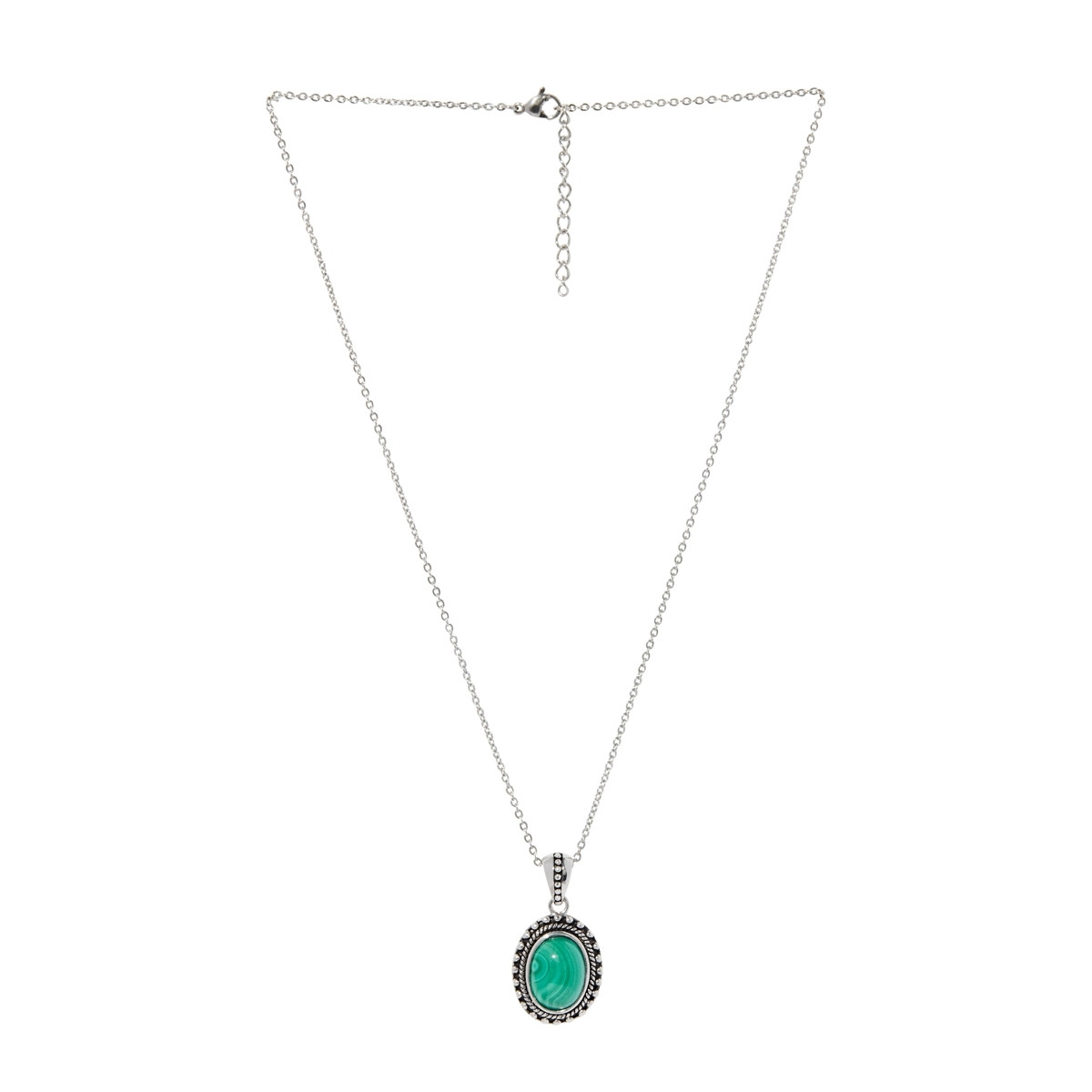 Pendentif argent massif et pierre naturelle Pendentif "Zapallo" Malachite 6,30ct et Argent Massif 925/1000