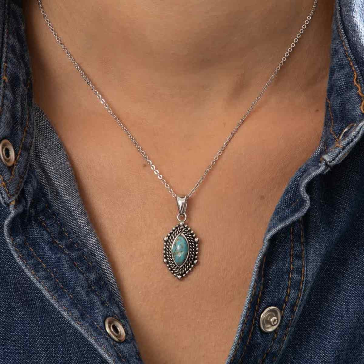 Pendentif argent "Barbasco" Turquoise 1 ct et Argent Massif 925/1000