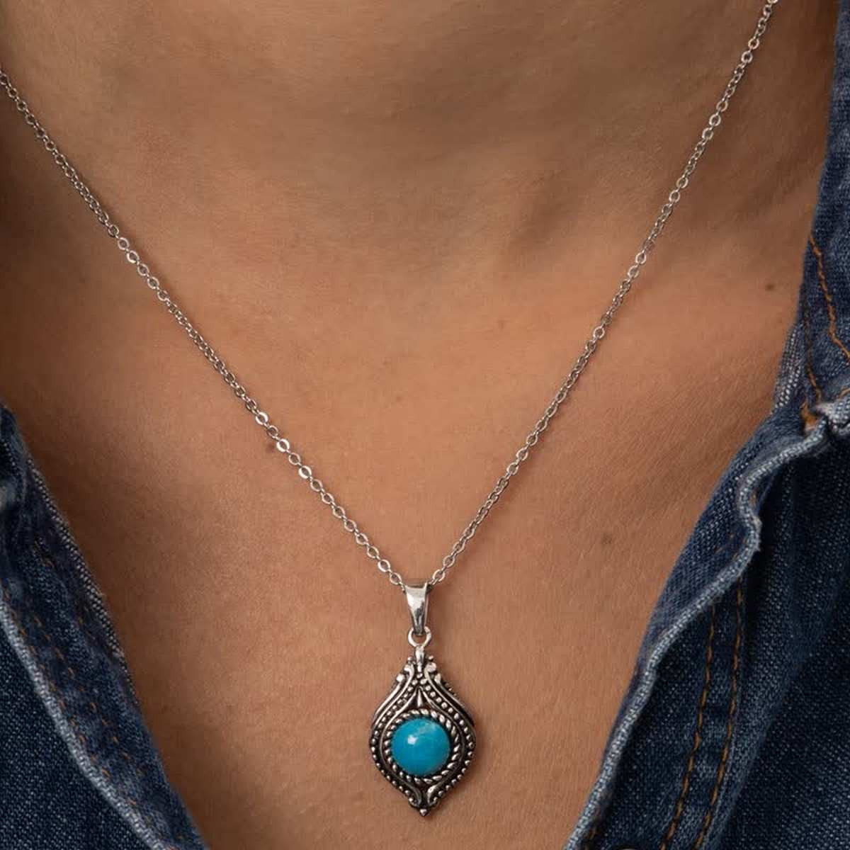 Pendentif "Arupo" Turquoise 1,50ct et Argent Massif 925/1000