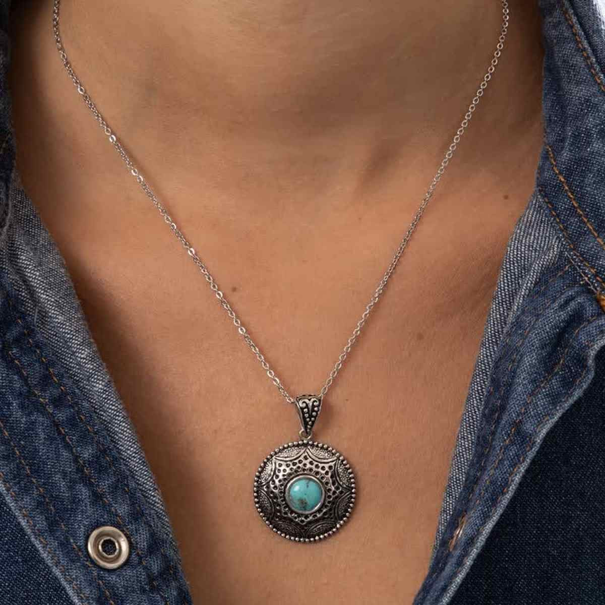 Pendentif argent massif et pierre naturelle Pendentif "Tilico" Turquoise 1,50ct et Argent Massif 925/1000