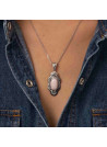 Pendentif opale ovale rose en argent massif pour femme