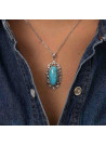 Pendentif argent massif et pierre naturelle