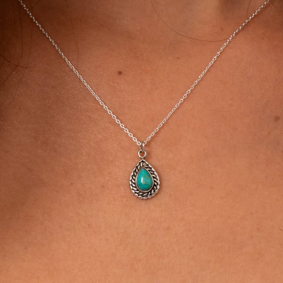 Collier argent massif et pierre naturelle Collier "Pehuén" Turquoise 0,12ct er Argent Massif 925/1000