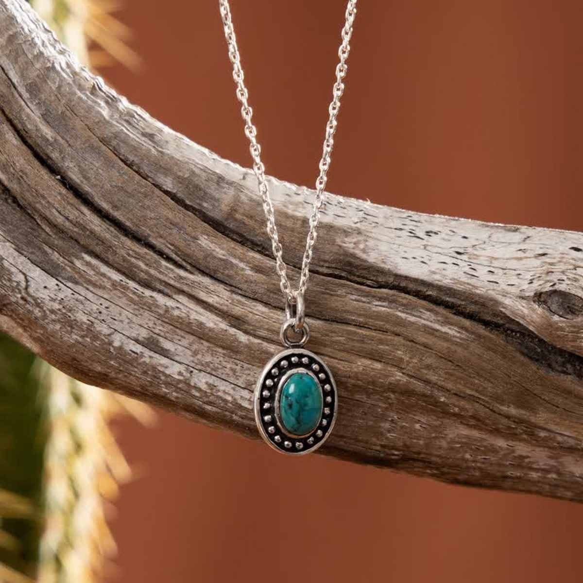 Collier argent massif et pierre naturelle Collier"Parra" Turquoise 0,11ct et Argent Massif 925/1000