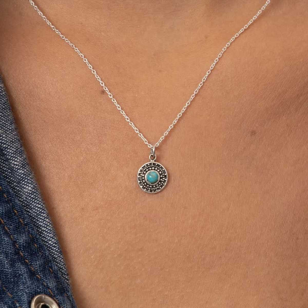 Collier "Papayo" Turquoise 0,04ct et Argent Massif 925/1000