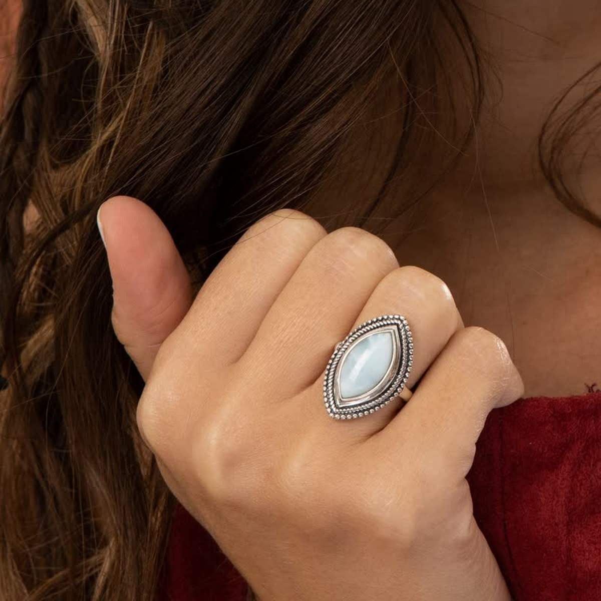 Bague "Helecho" Larimar 2,93 et Argent Massif 925/1000