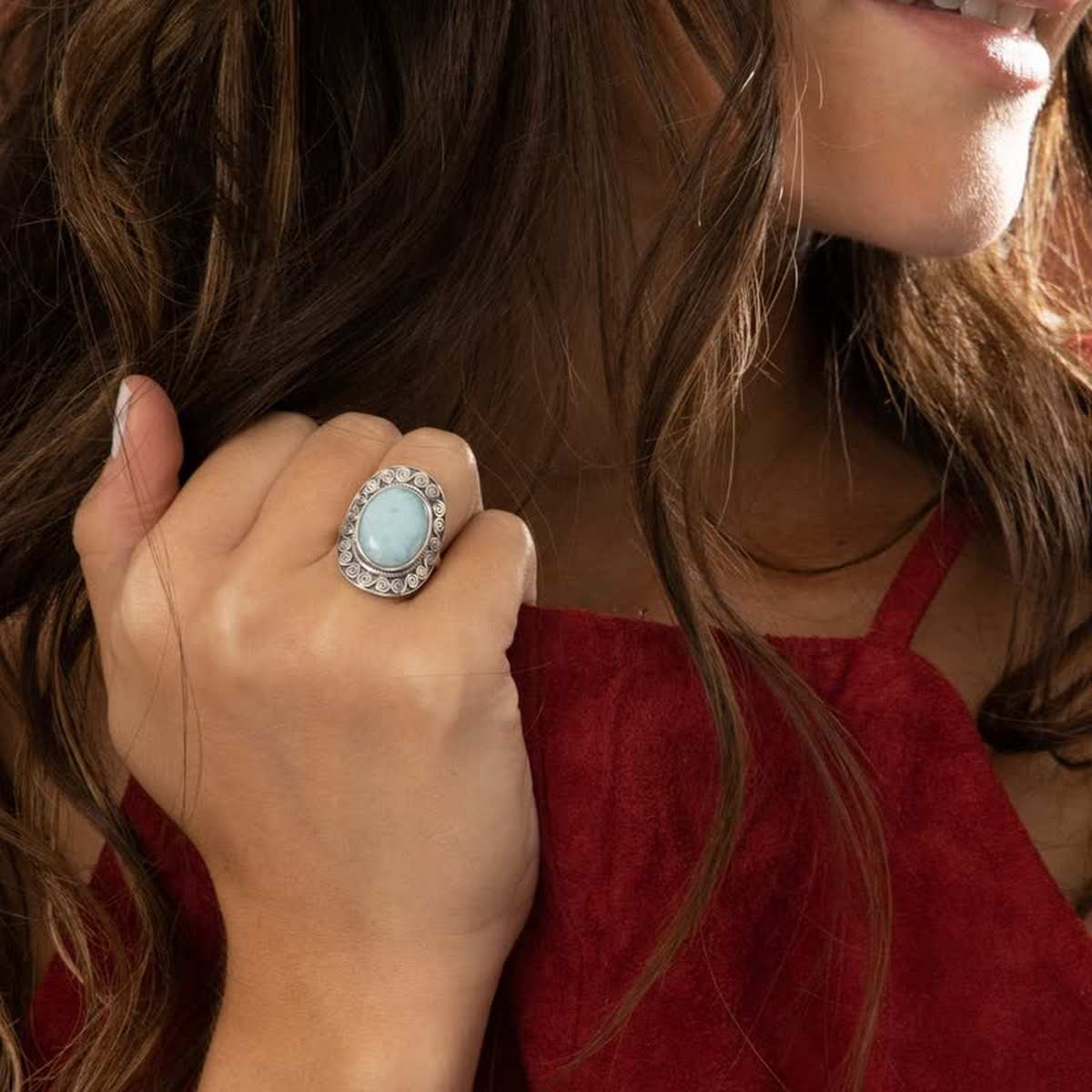 Bague "Fucsia" Larimar 4,99ct et Argent Massif 925/1000