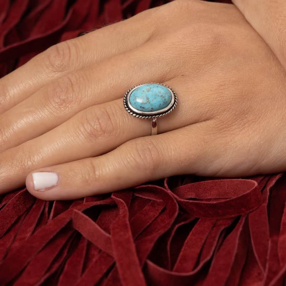 Bague "DienteDeLeón" Turquoise 4ct et Argent Massif 925/1000