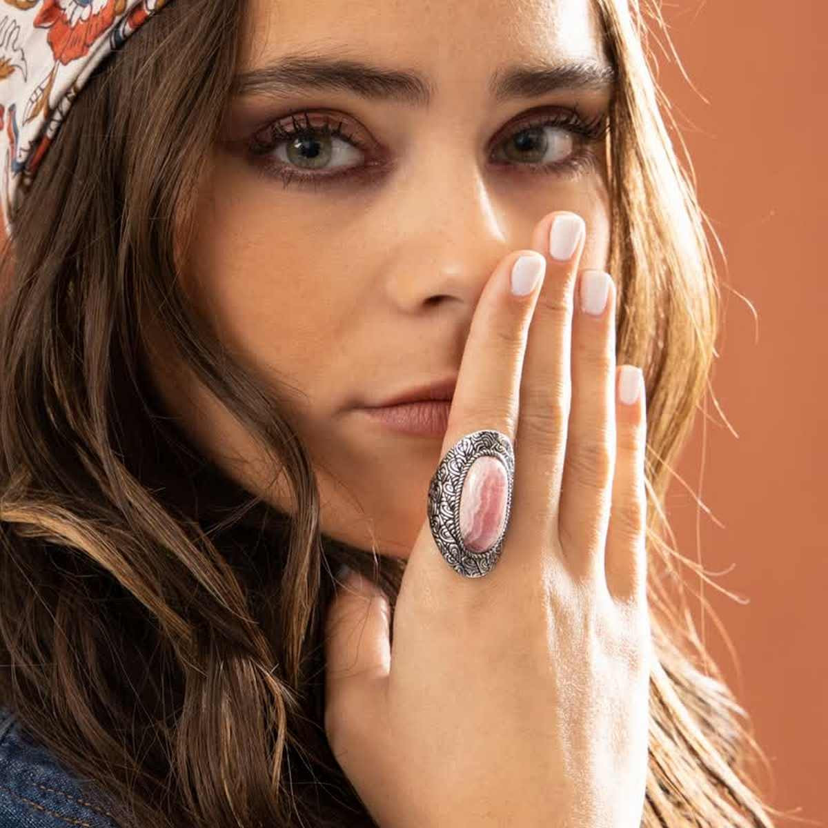 Bague "Cupey" Rhodochrosite 11,70ct et Argent Massif 925/1000