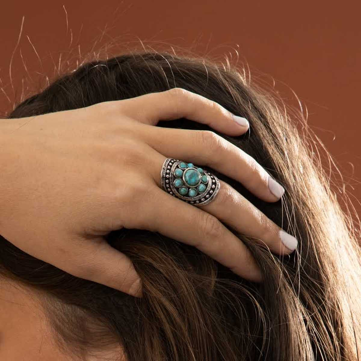 Bague "Cidrón" Turquoise 2,70ct et Argent Massif 925/1000