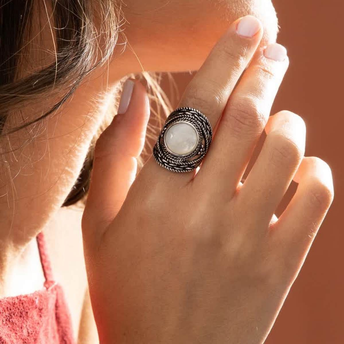 Bague "Balsamina" Nacre 4,50ct et Argent Massif 925/1000