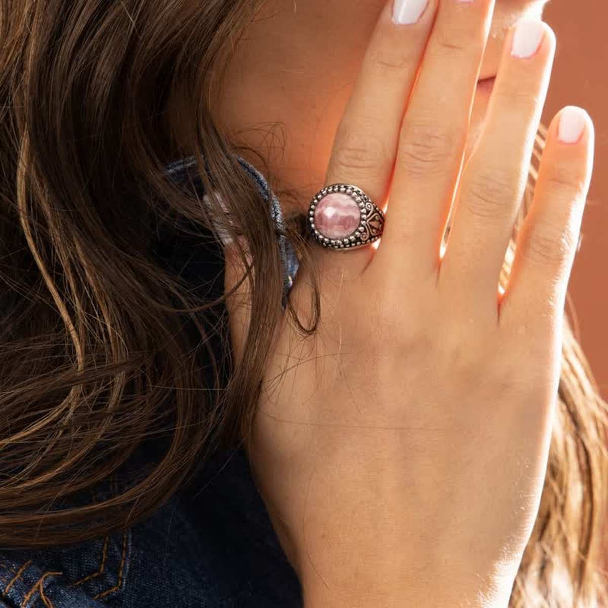 Bague argent massif et pierre naturelle Bague "Platanera" Rhodochrosite 5,8ct et Argent Massif 925/1000