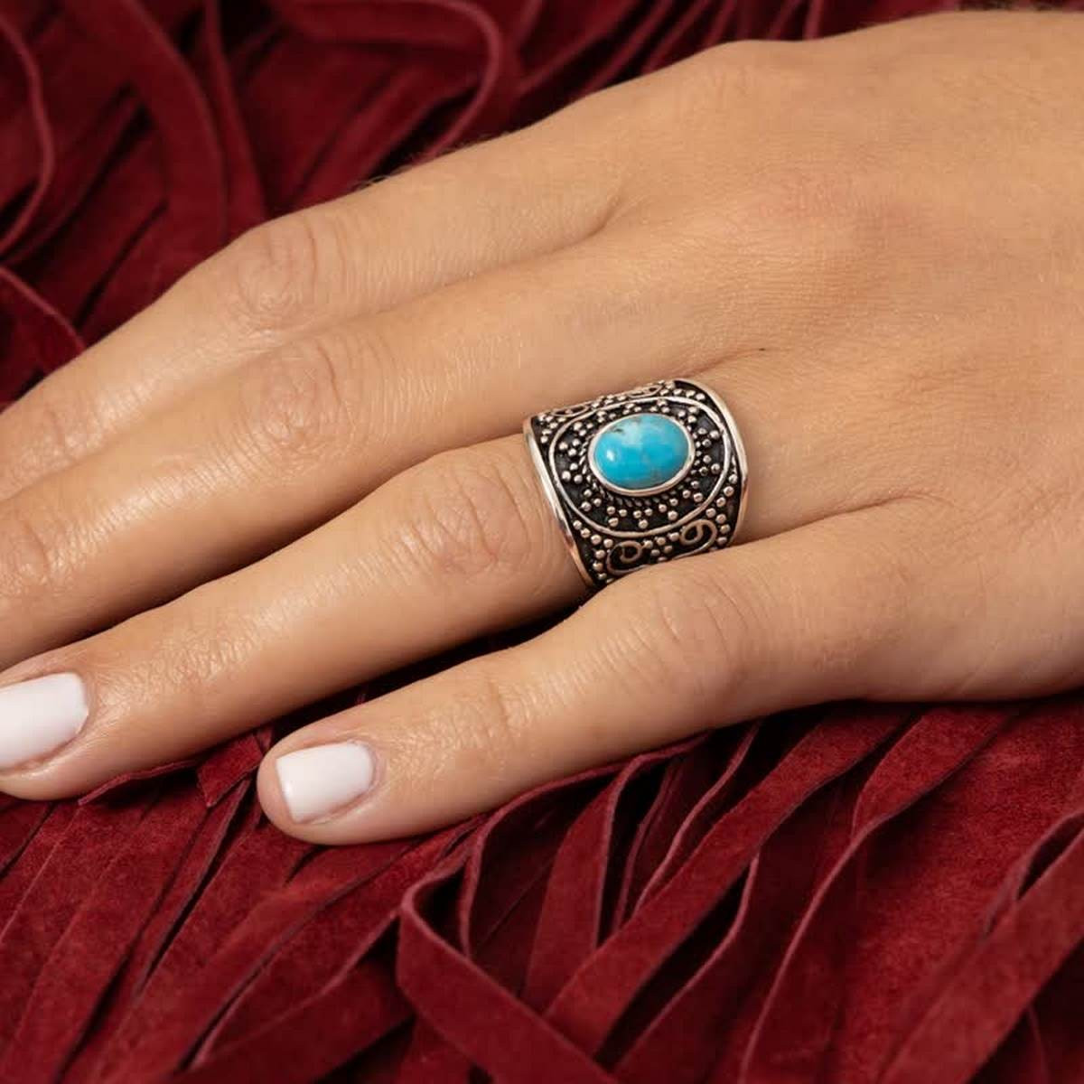 Bague "HueledeNoche" Turquoise 0,72ct et Argent Massif 925/1000