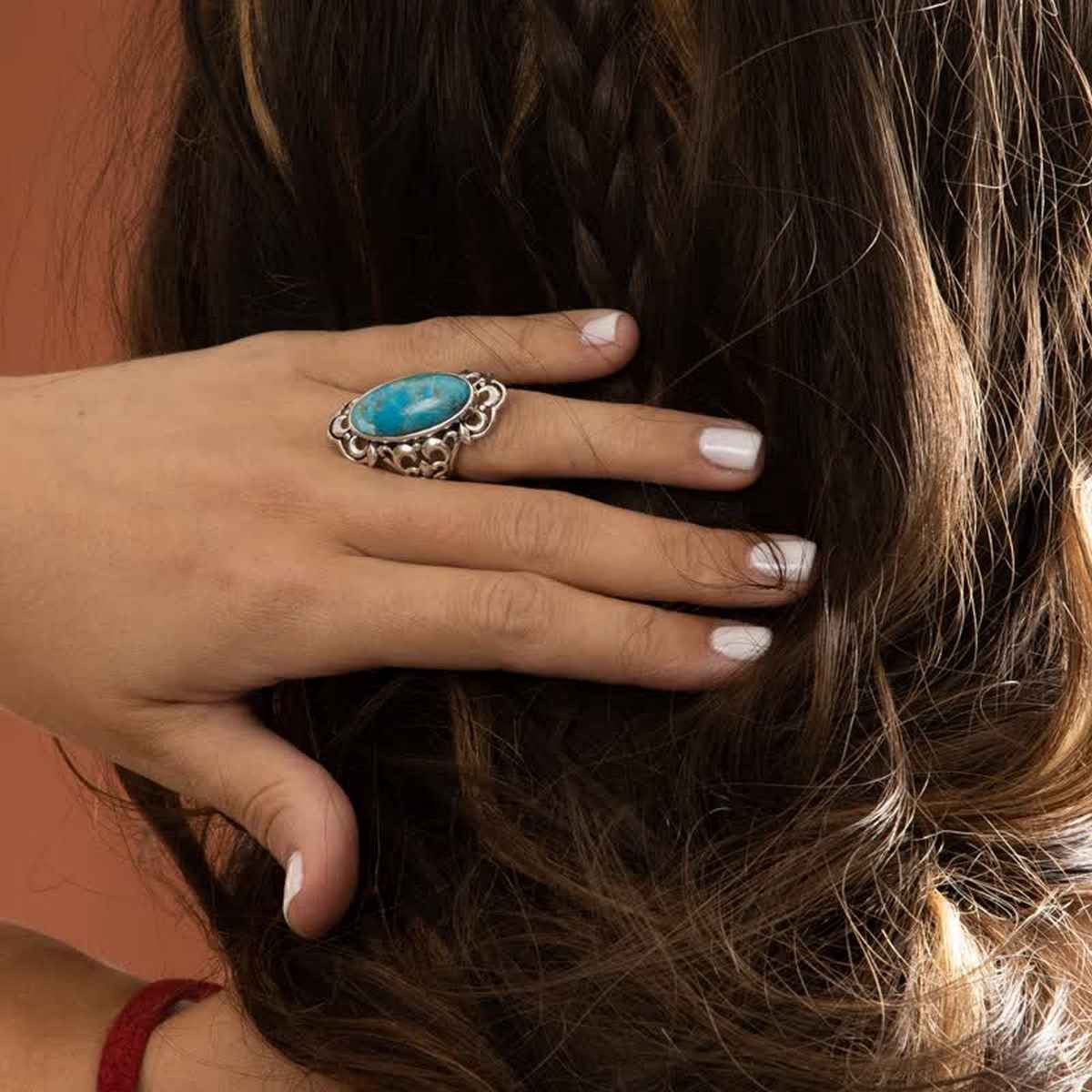 Bague "Gladiolo" Turquoise 7,57ct et Argent Massif 925/1000