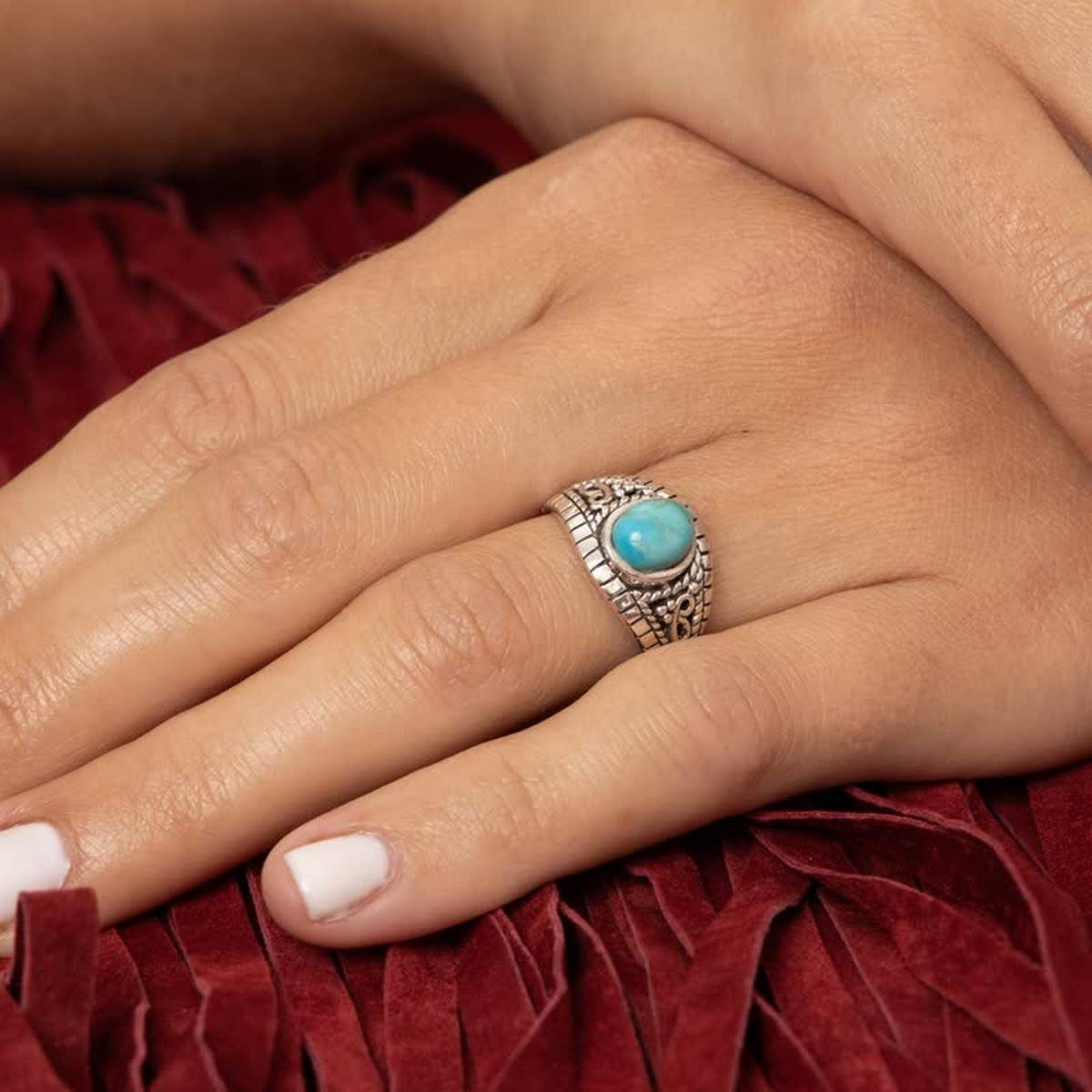 Bague argent massif et pierre naturelle Bague "Fresia" Turquoise 0,22ct et Argent Massif 925/1000