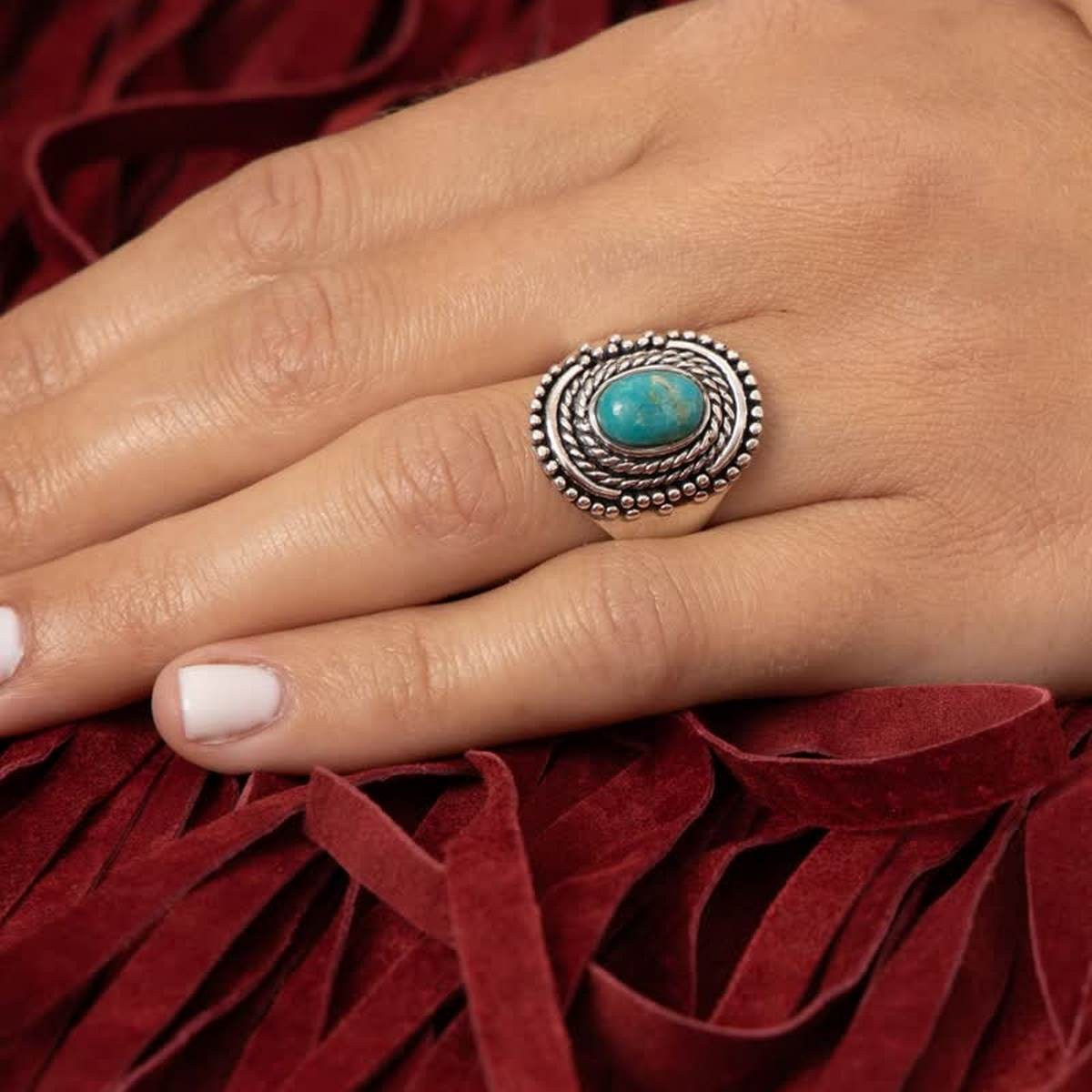 Bague argent massif et pierre naturelle Bague "Espadaña" Turquoise 0,29ct et Argent Massif 925/1000