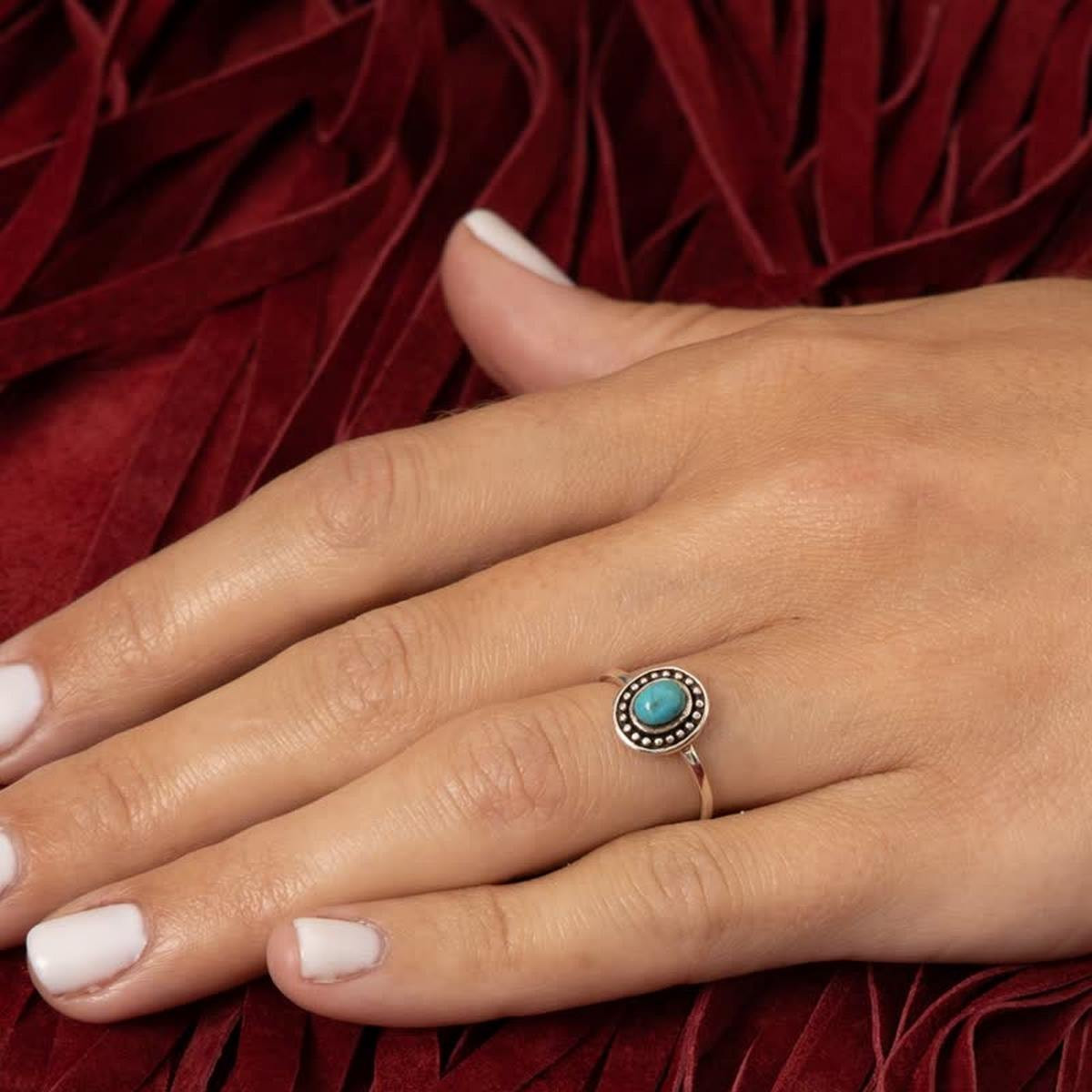 Bague argent massif et pierre naturelle Bague "Encina" Turquoise 0,09ct et Argent Massif 925/1000
