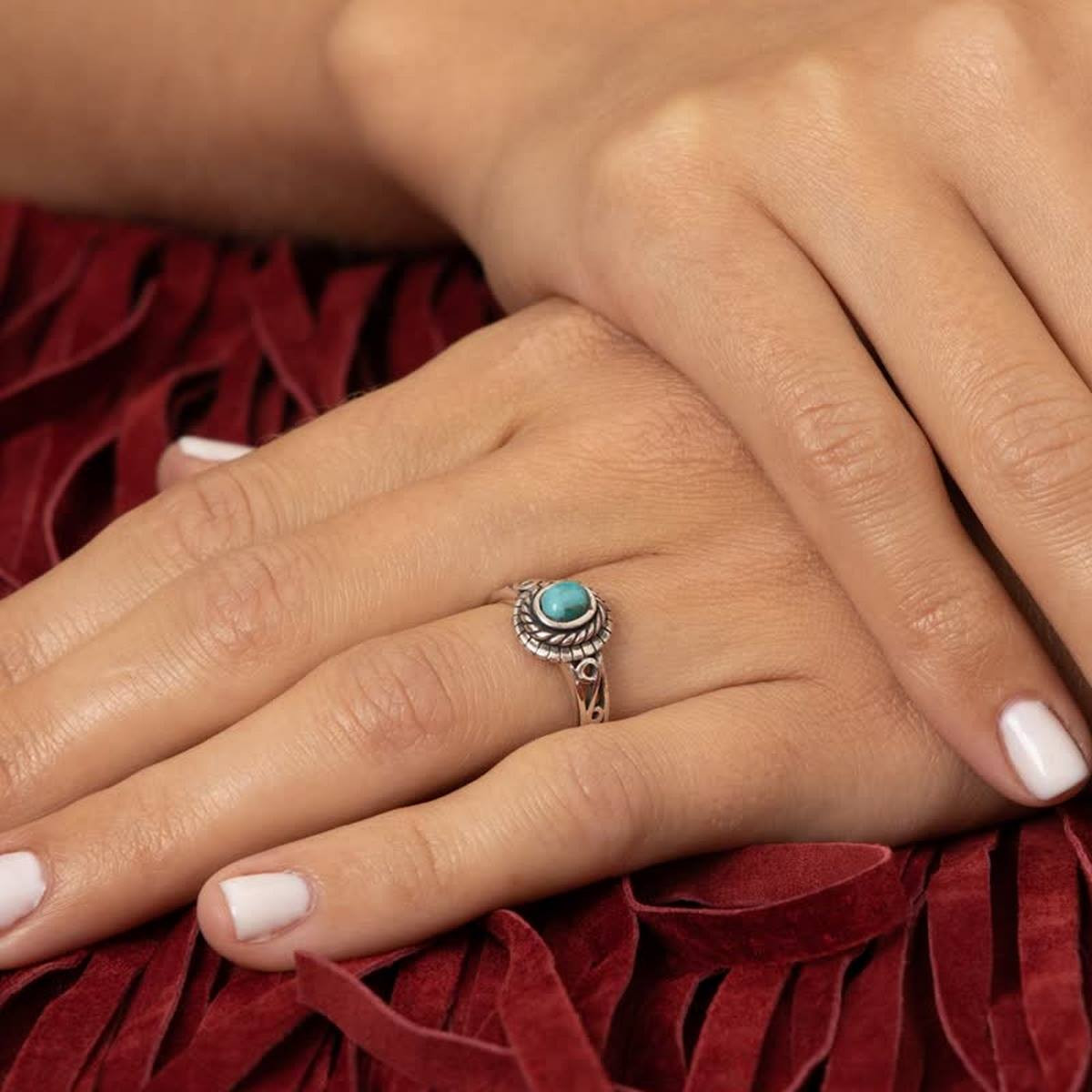 Bague argent massif et pierre naturelle Bague "Damiana" Turquoise 0,10ct et Argent Massif 925/1000