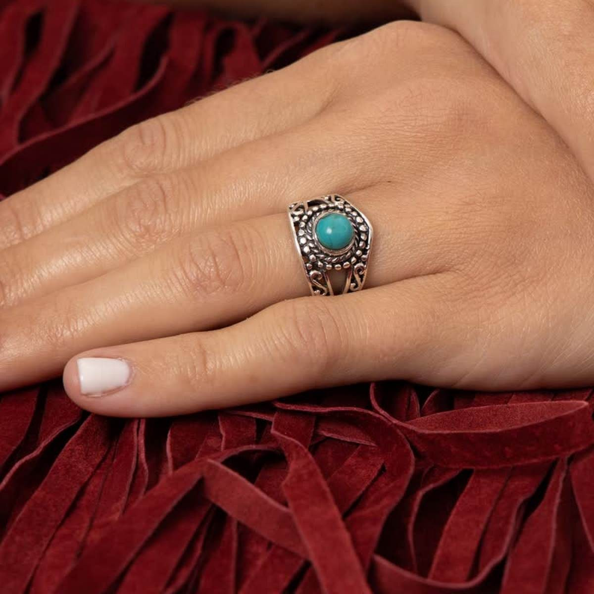 Bague "Cosmo" Turquoise 0,18ct et Argent Massif 925/1000
