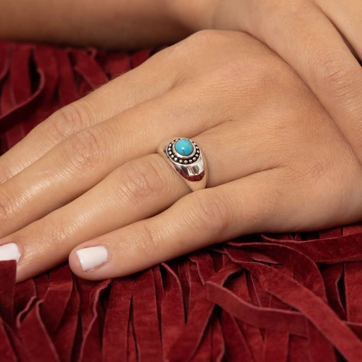 Bague argent massif et pierre naturelle Bague "Assia Turquoise" Argent 925