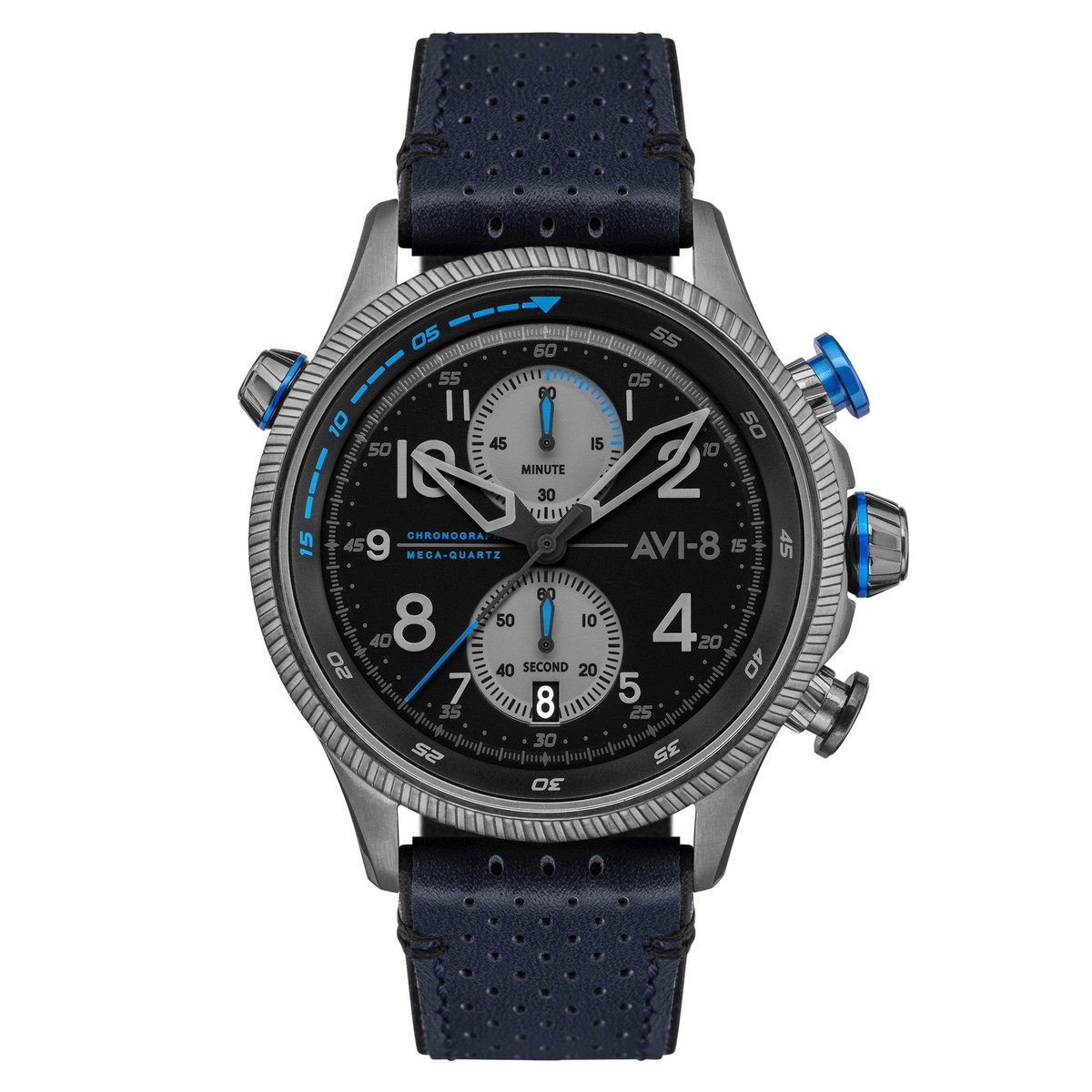 Montre AVI-8 HAWKER HUNTER méca-quartz chronographe - cadran noir et bracelet gris Montre AVI-8 Hawker Hunter - Quartz Chronographe - AV-4080-02
