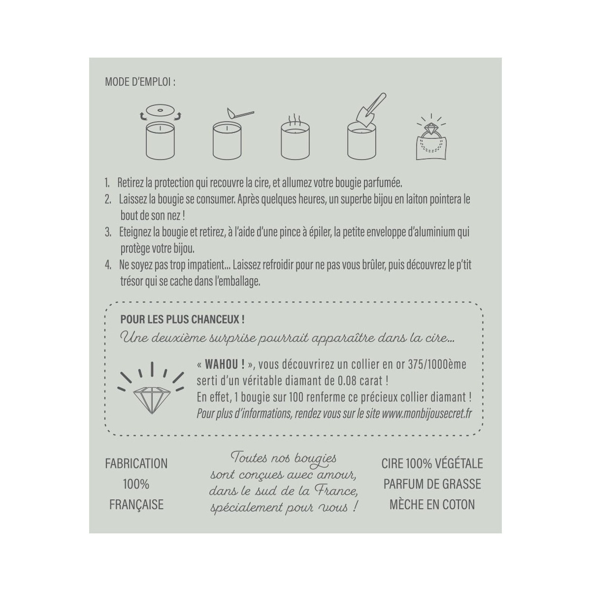 Bougie Bijou parfumée aux huiles essentiels - Rose Framboise Bougie Bijou Rose Framboise collier argenté