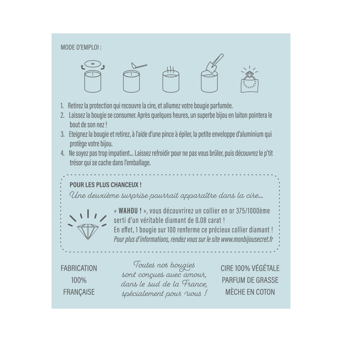 Bougie Bijou Fleur de coton collier argenté