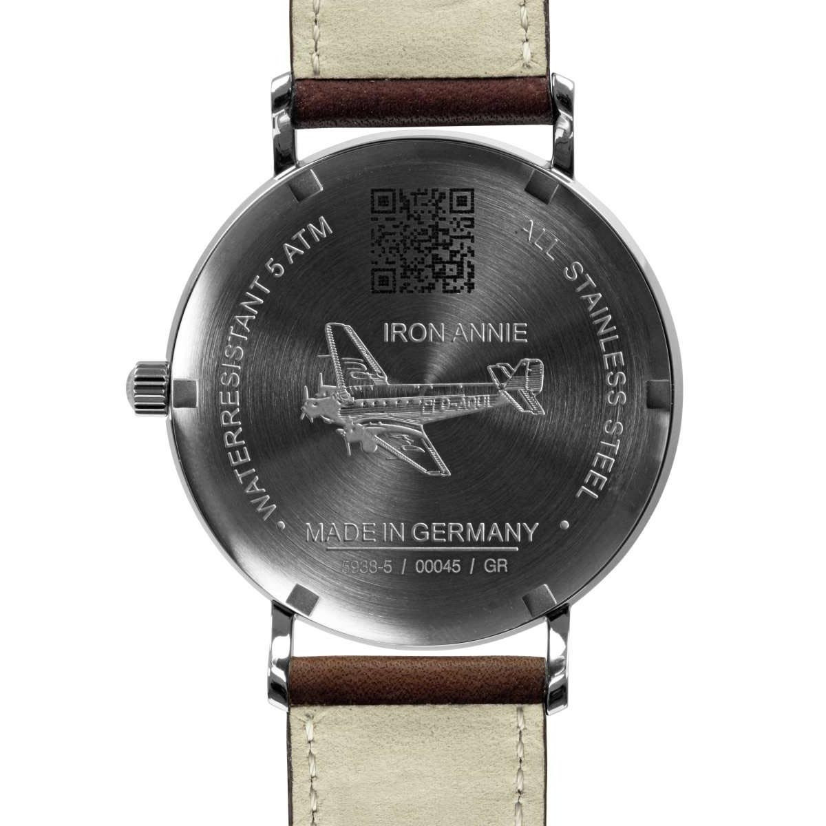 Montre Homme CLASSIC LINE ACIER C/CREME DATE 3H B/CUIR COGNAC Montre Iron Annie Quartz - Beige - 41 mm - I-5938-5