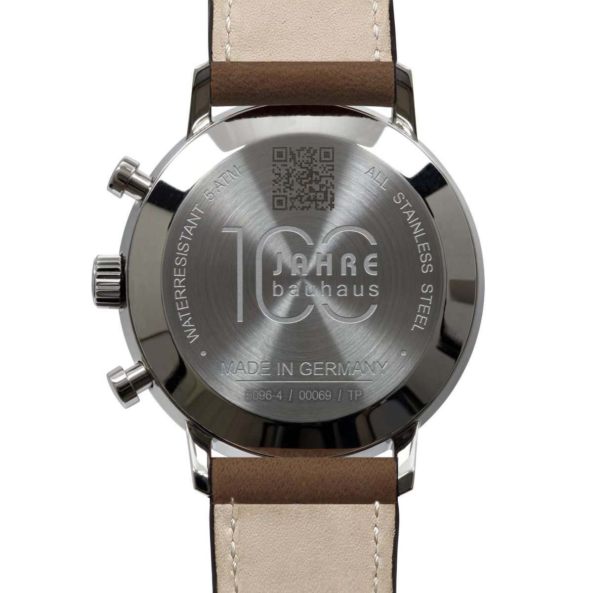 Montre Homme BAUHAUS CHRONO C/BLANC DATE 4H30 B/CUIR MARRON Montre Iron Annie BAUHAUS Automatique - Argenté - 41 mm - I-5096-4