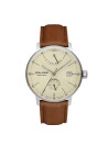 Montre Homme BAUHAUS AUTO RESERVE DE MARCHE C/BEIGE DATE 3H B/CUIR MARRON