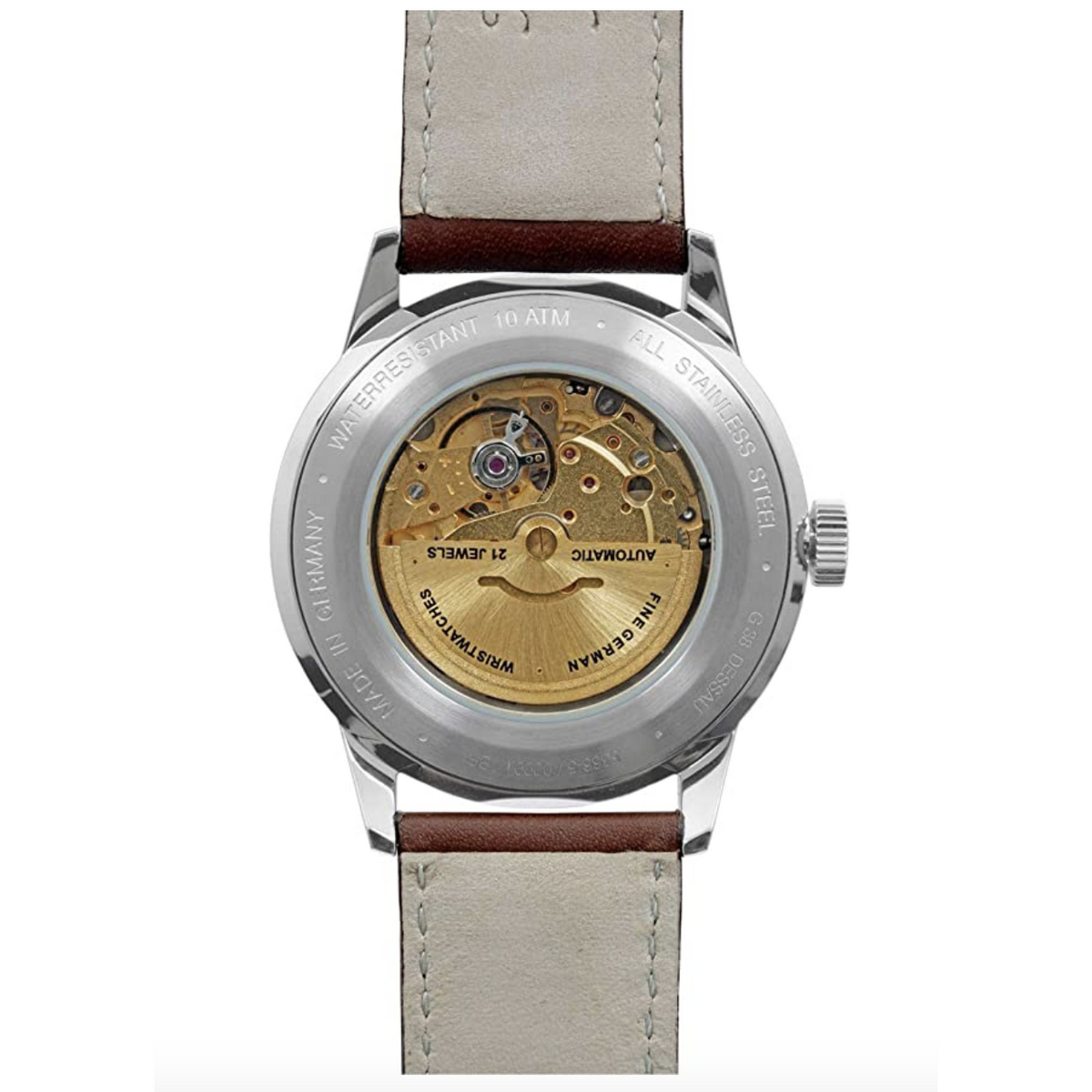 Montre Homme G38 DESSAU AUTO ACIER C/CREME B/CUIR MARRON Montre Iron Annie Automatique - Beige - 42 mm - I-5366-5