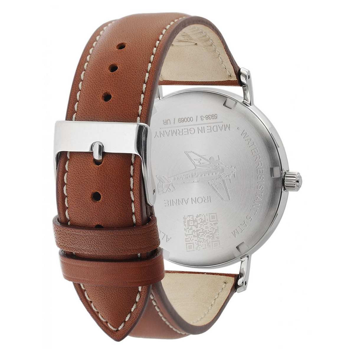 Montre Homme CLASSIC LINE ACIER C/BLEU DATE 3H B/CUIR COGNAC Montre Iron Annie Quartz - Bleu - 41 mm - I-5938-3
