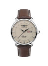 Montre Homme ATLANTIC AUTO DAY DATE C/CREME DATE 3H B/CUIR MARRON