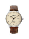 Montre Homme LZ129 HINDENBURG AUTO ACIER CREME CUIR MARRON