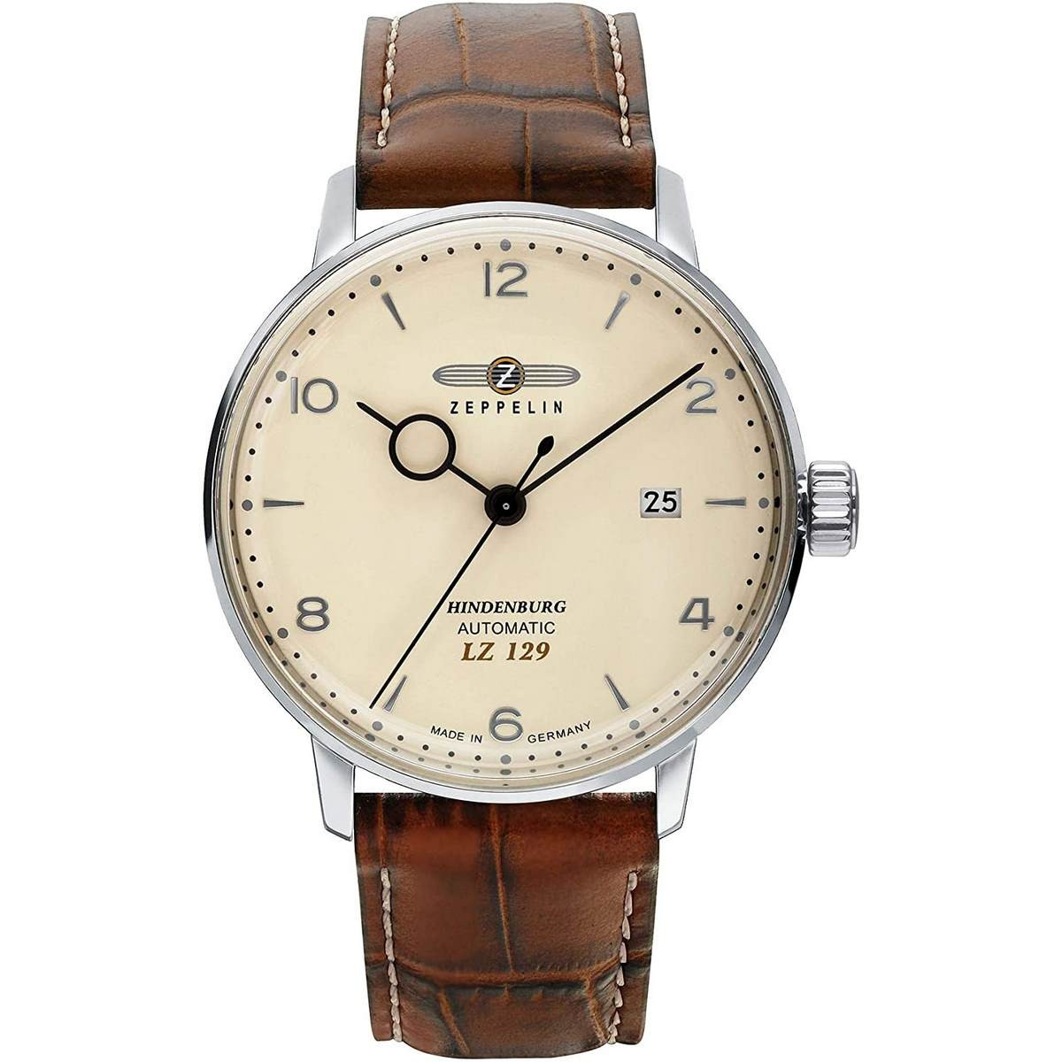 Montre Homme LZ129 HINDENBURG AUTO ACIER CREME CUIR MARRON Montre Zeppelin Automatique - Beige - 40 mm - Z-8062-5