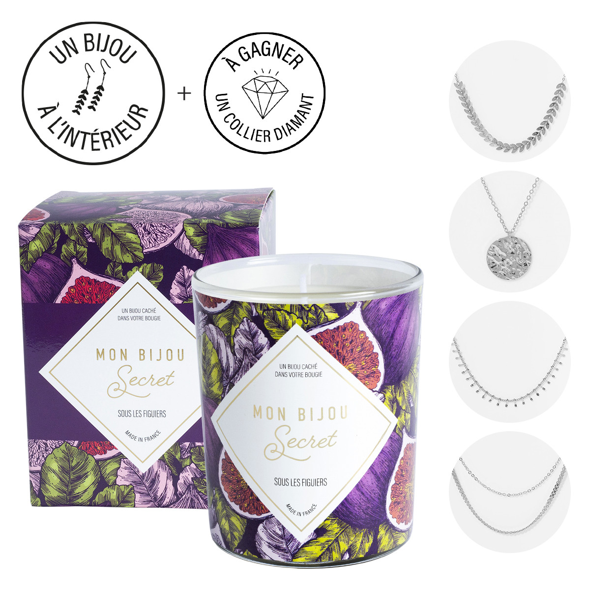 Bougie Bijou Figue collier doré