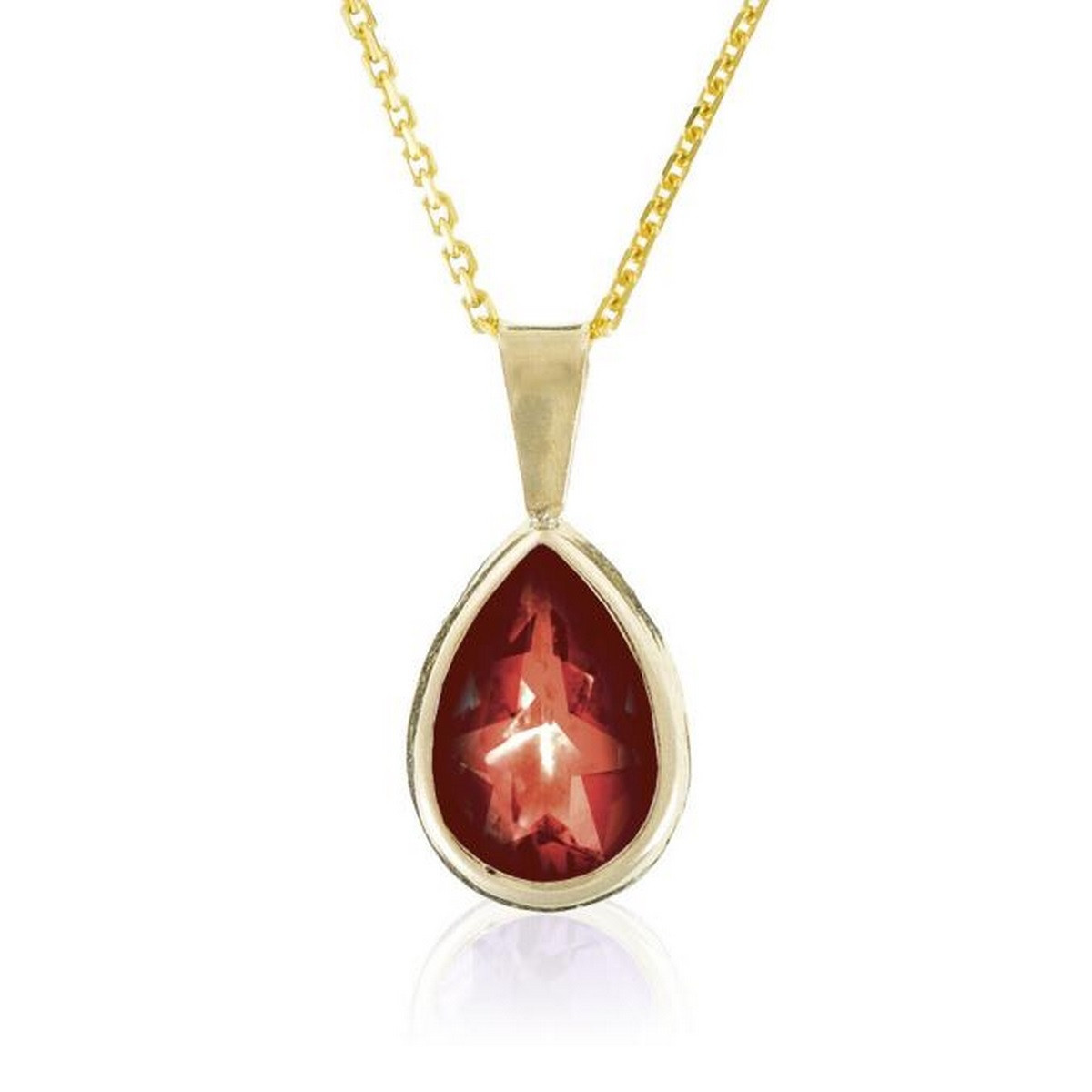 Pendentif Or jaune 375/1000 et pierres Pendentif goutte grenat 1,56ct/1"Nymphea"