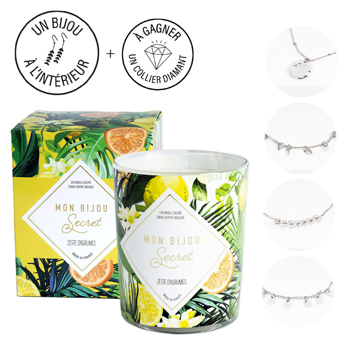 Bougie Bijou parfumée - Zeste d'agrumes Bougie Bijou Agrume collier