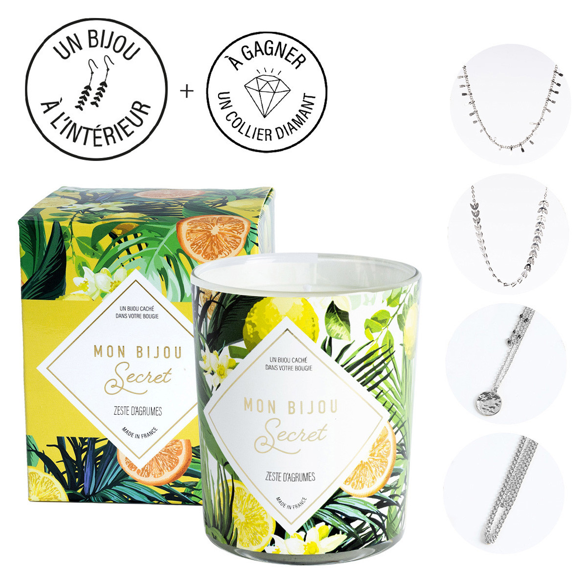 Bougie Bijou parfumée - Zeste d'agrumes Bougie Bijou Agrume collier