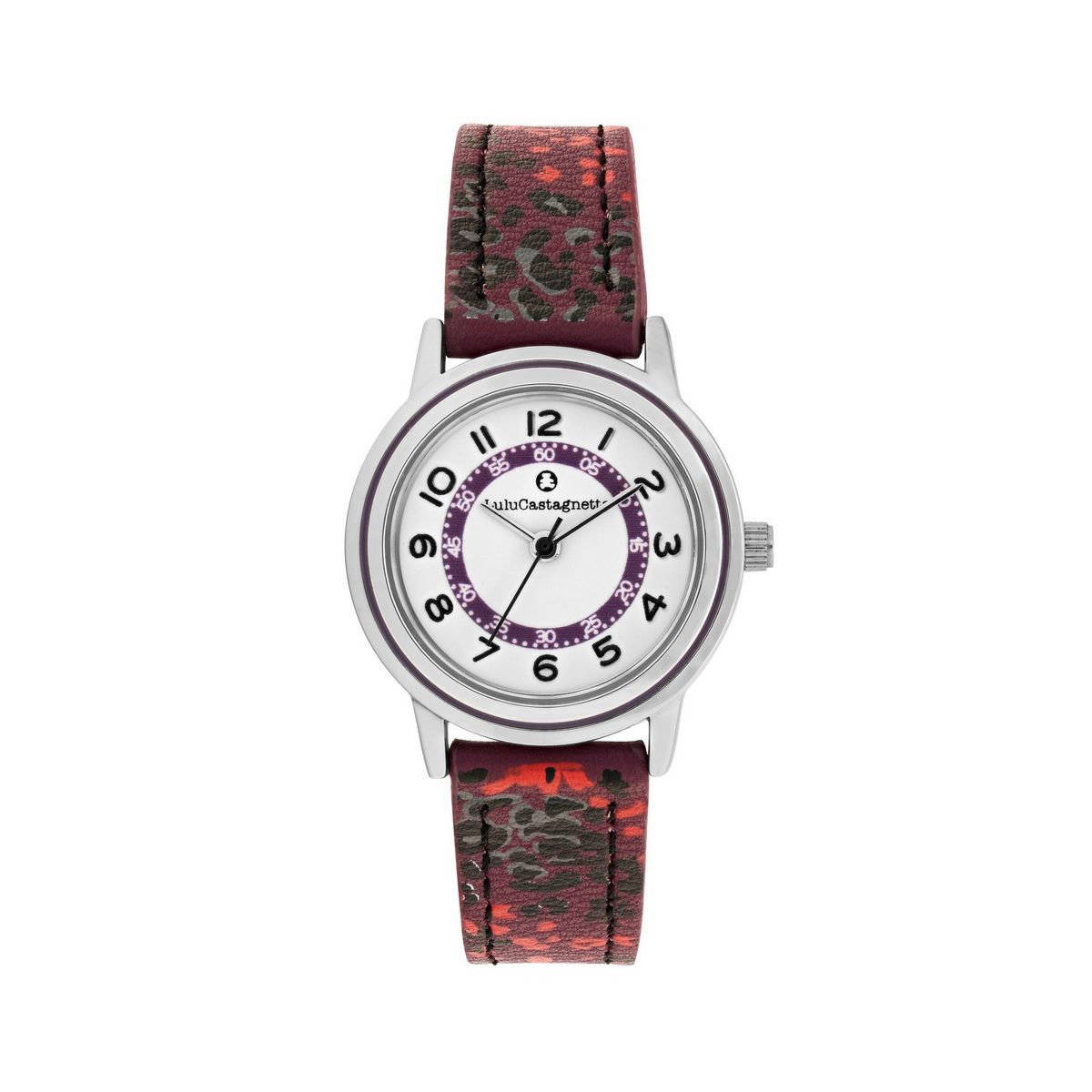 Montre Fille LuluCastagnette - cadran blanc - bracelet noir et violet