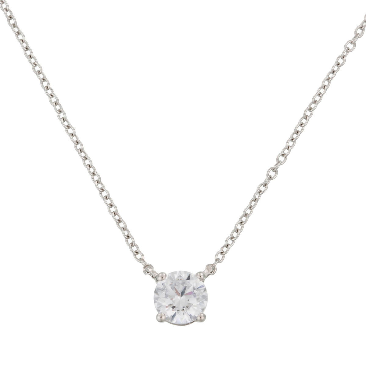 Collier Or Blanc et Diamants solitaire Collier "Attachement Sacré" Or blanc et Diamant