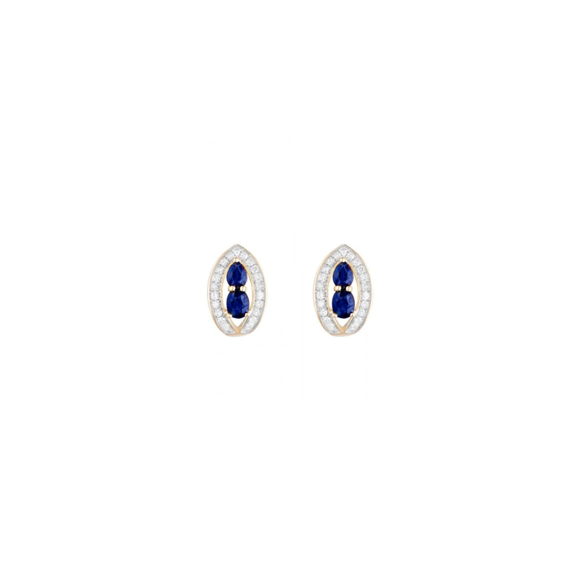 Boucles d'oreilles "Noéline" Or jaune et Saphir