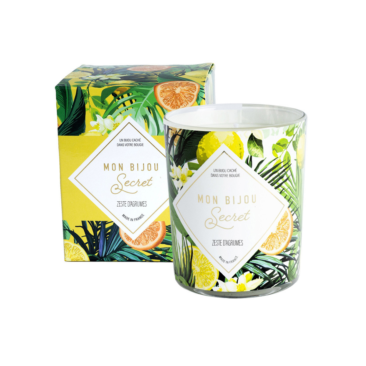 Bougie Bijou Collier doré - Parfum Zeste d'agrumes - 40h Bougie Bijou Collier doré - Parfum Zeste d'agrumes - 40h