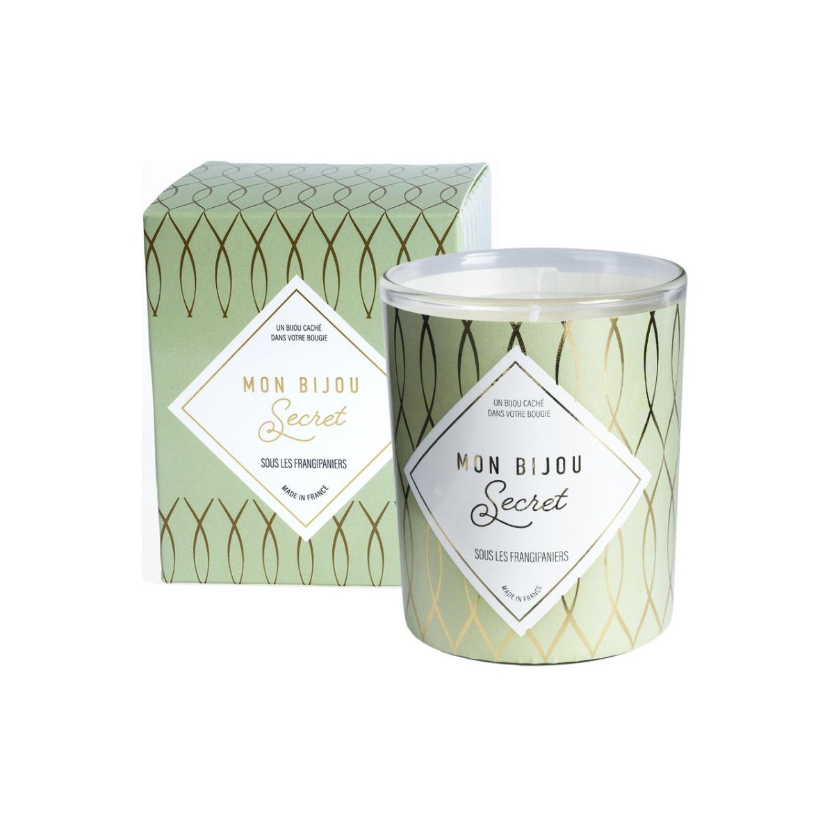 Bougie Bijou Collier doré - Parfum Sous les frangipaniers - 40h Bougie Bijou Collier doré - Parfum Sous les frangipaniers - 40h